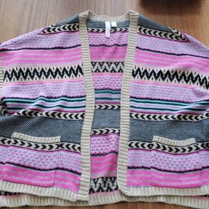 Women's open front short sleeve sweater sz m